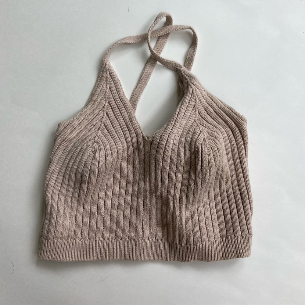 Olivaceous ribbed crop top tank